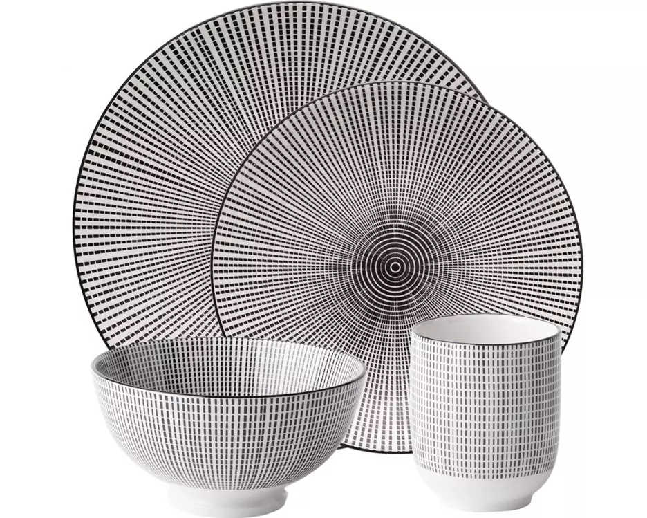 Lunasol Speise-Service Elements Asia Fire 24-tlg. Schwarz/Weiss