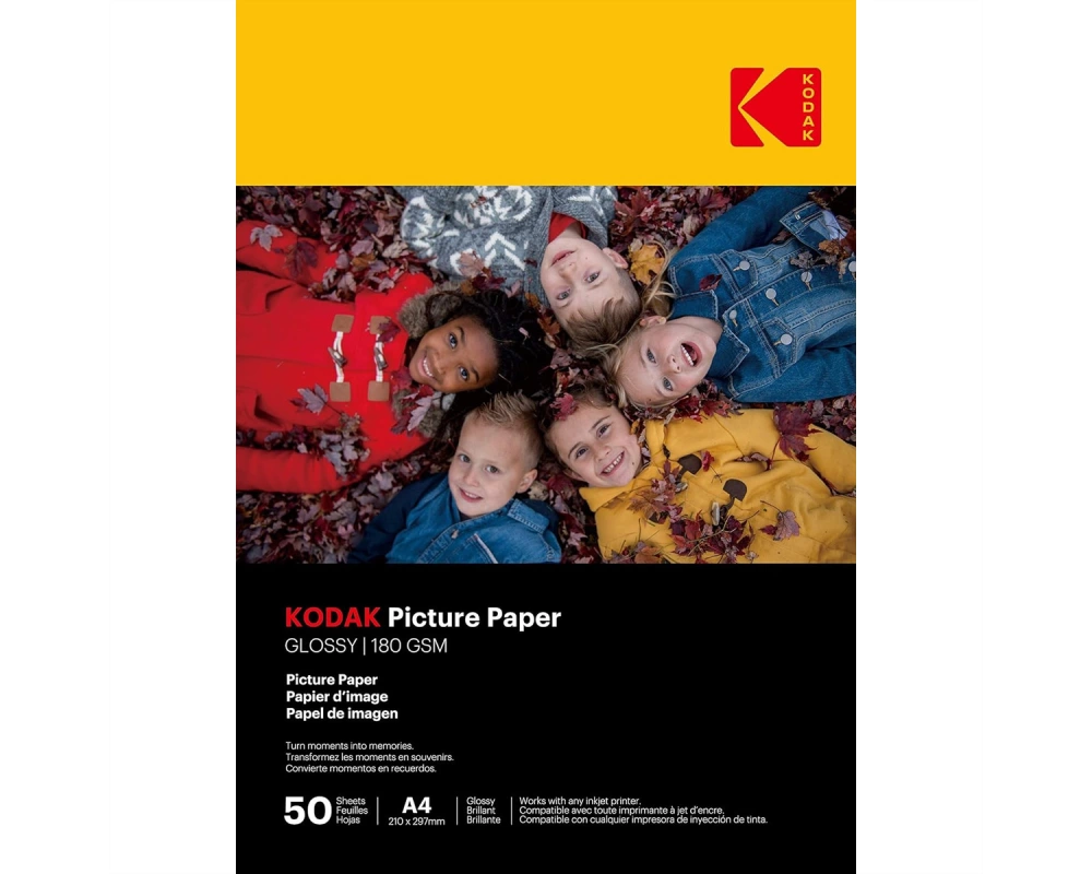 Kodak Fotopapier - 50 Blatt A4, 180g/qm, 21cm x 29.7cm, Hochlglanz