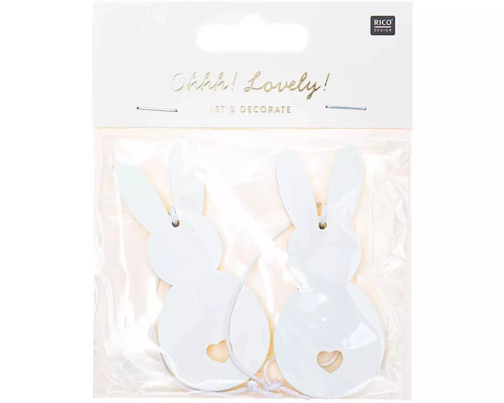 Rico Design Aufhänger Hase 2 Stück, Weiss