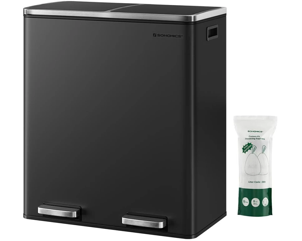 Songmics Treteimer 2 x 30 L, Schwarz