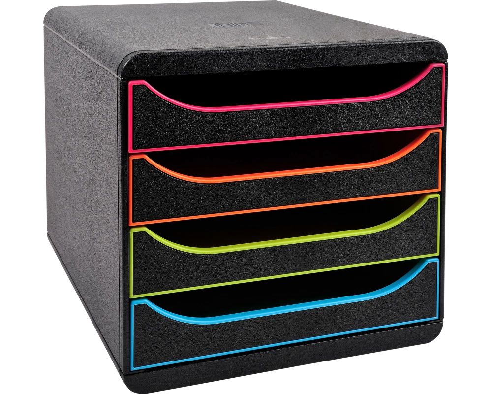 BIELLA Schubladenbox BIGBOX A4+ 31091402BIDU schwarz/Harlekin, 4 Schubl.