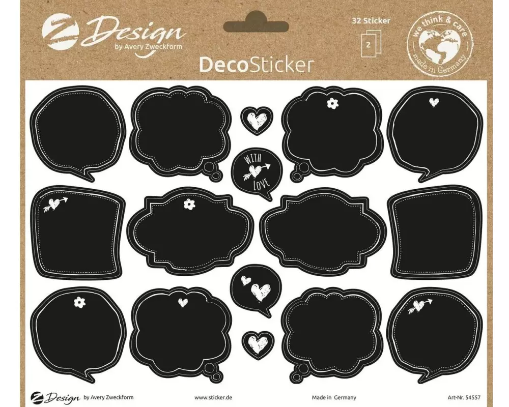 Z-Design Motivsticker A5 Deko Tafel, Schwarz/Weiss, 32 Aufkleber