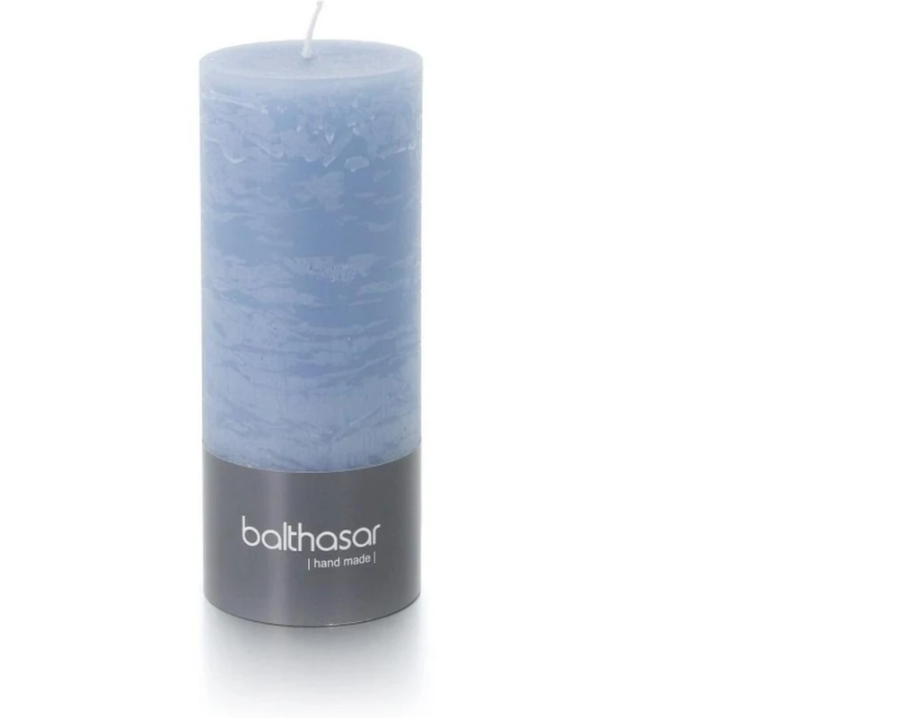 balthasar Zylinderkerze 14 cm x 6 cm, Blau/Blue Denim, 1 Stück