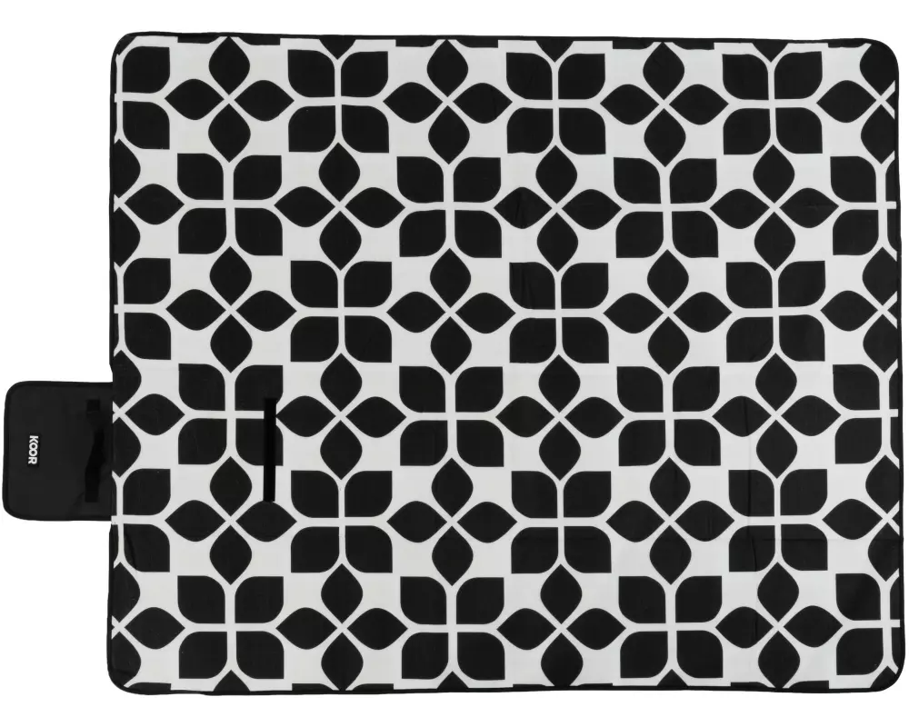 KOOR Picknickdecke Ornamental, Schwarz/Weiss 135 x 160 cm
