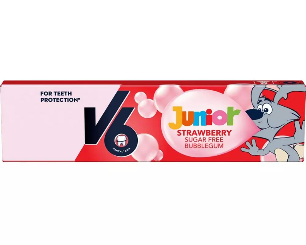 V6 Kaugummi Junior Strawberry 22 g
