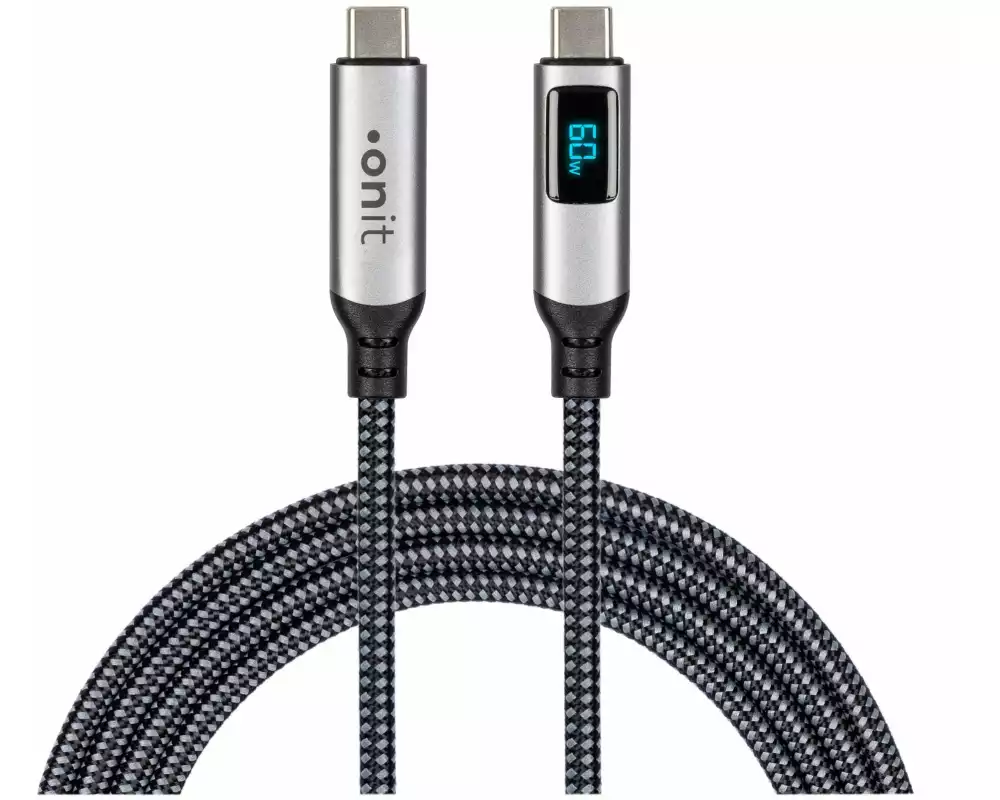 onit USB4-Kabel Premium LED USB-C - USB-C 3 m, Schwarz/Grau