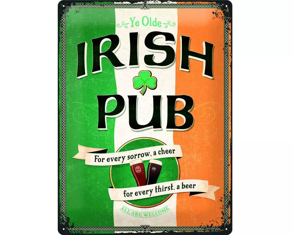 Nostalgic Art Schild Irish Pub 30 cm x 40 cm, Metall