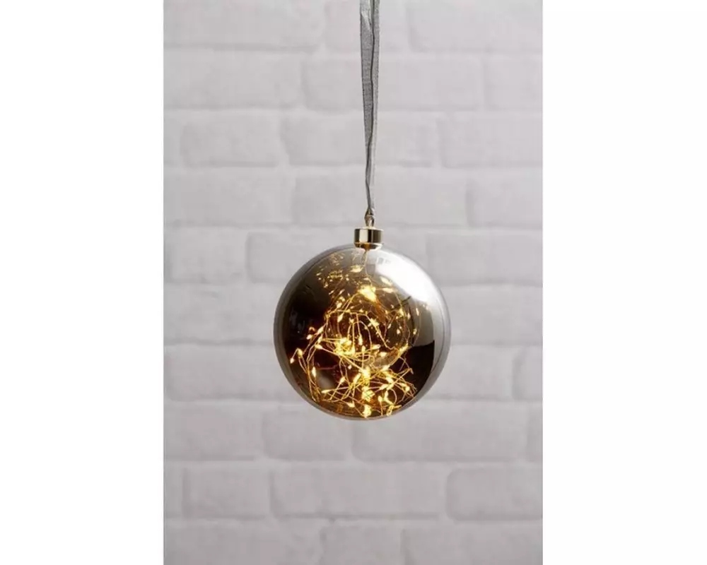 Star Trading Weihnachtskugel Glow, 40 LED, Ø 15 cm, Anthrazit