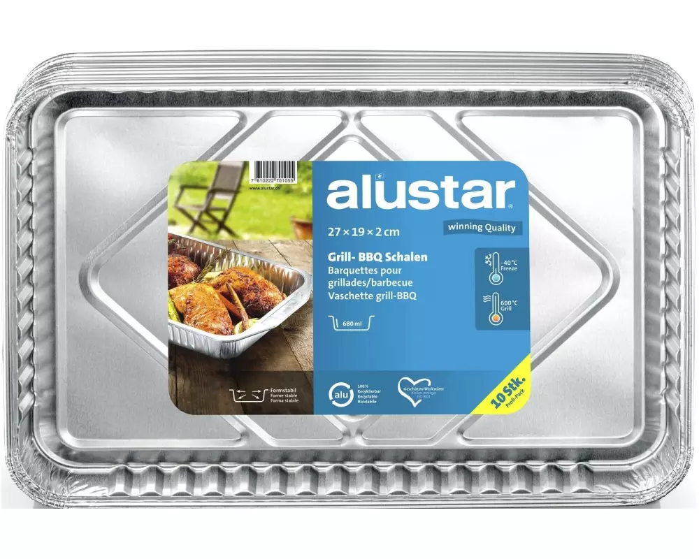Alustar Grillschale 27 x 19 x 2 cm, 10 Stück
