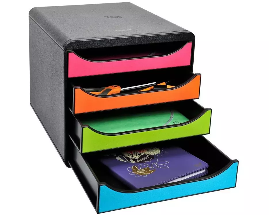Biella Schubladenbox Big-Box A4+ Schwarz/Mehrfarbig