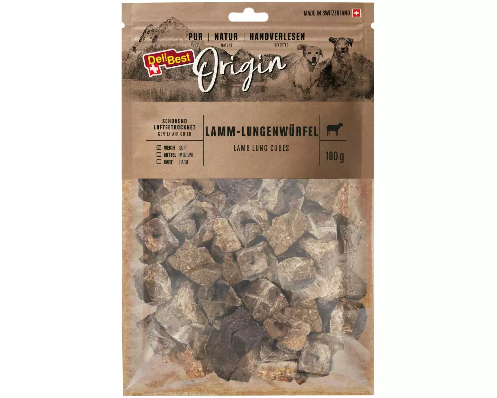 DeliBest Kausnack Origin Lamm-Lungenwürfel 100 g