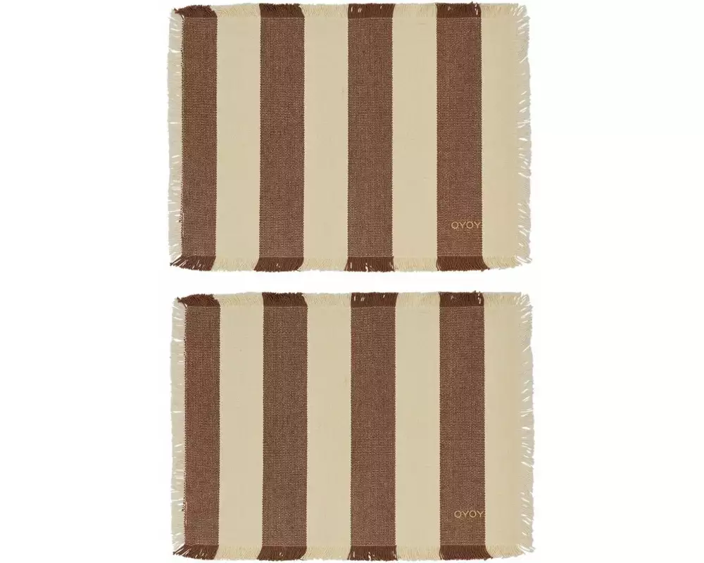 OYOY Tischset Toppu 2er Set, 33 cm x 48 cm, Braun/Beige