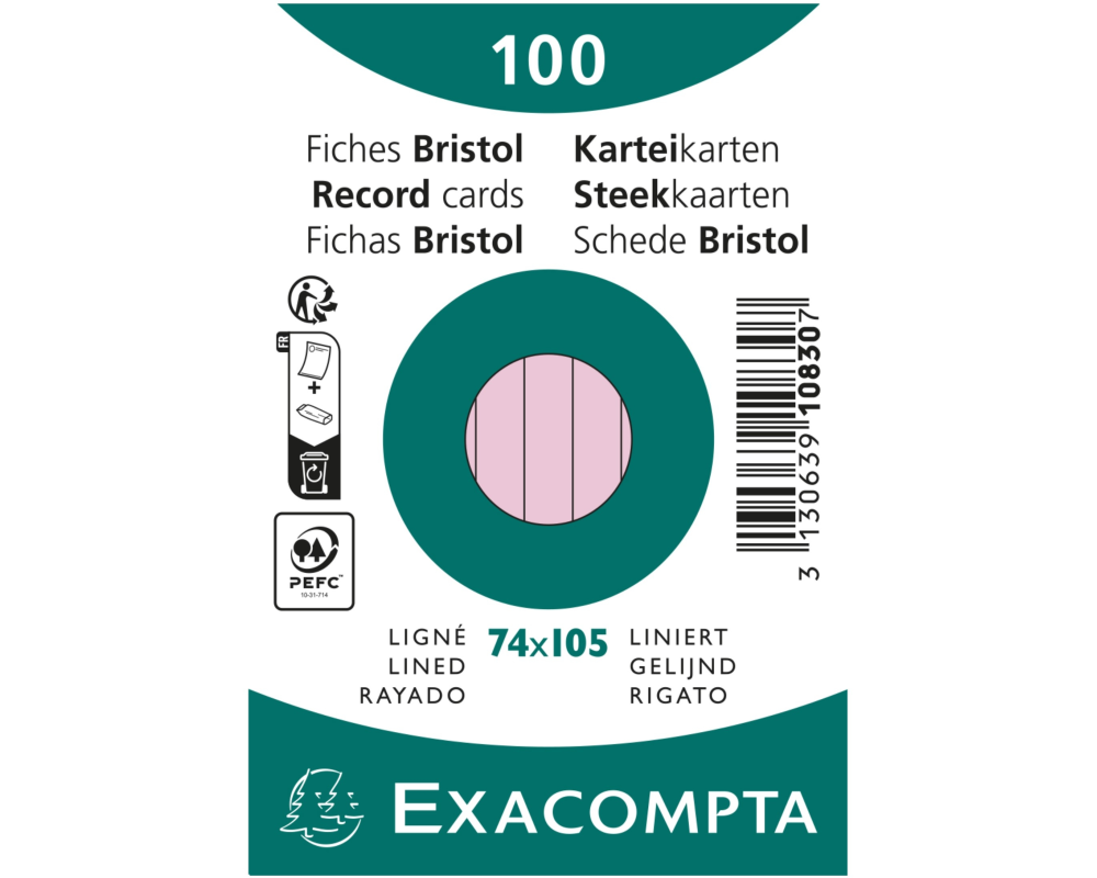 EXACOMPTA Karteikarten liniert A7 10830SE rosa 100 Stück