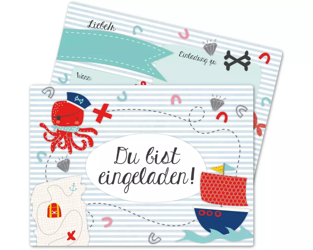 Papierdrachen Einladungskarten zum Geburtstag Pirat