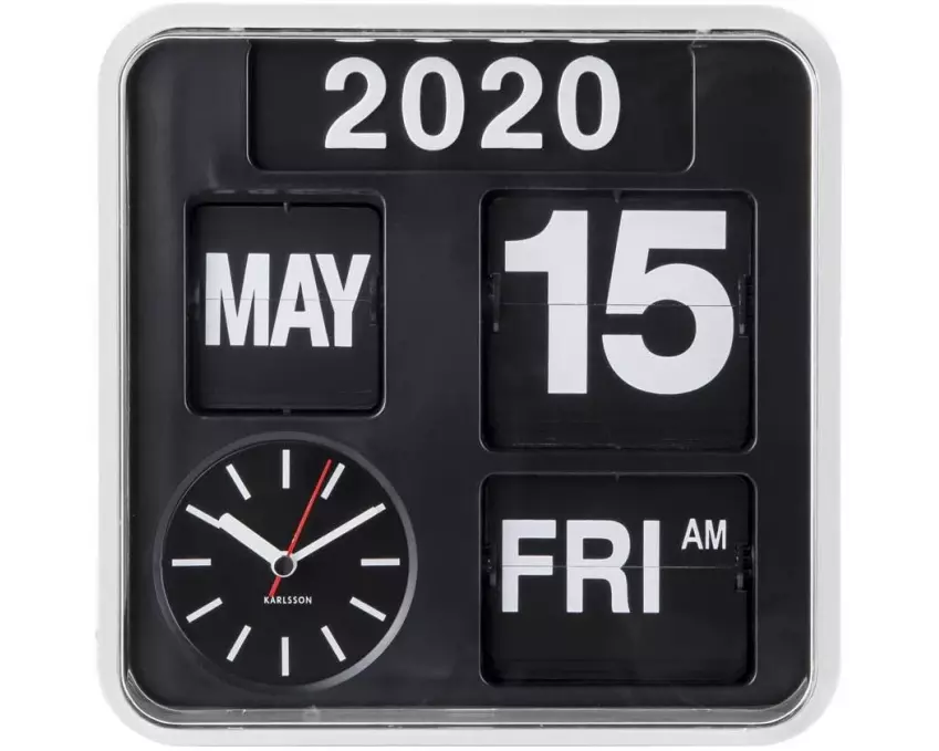 KARLSSON Wanduhr Flip 24.5 x 24.5 cm, Weiss