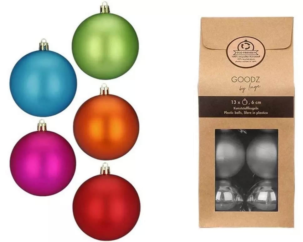 INGES CHRISTMAS DECOR Weihnachtskugel 13 Stück, Mehrfarbig