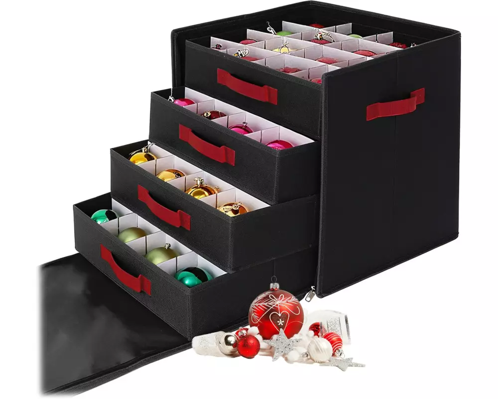 relaxdays Christbaumkugel-Aufbewahrungsbox Schwarz