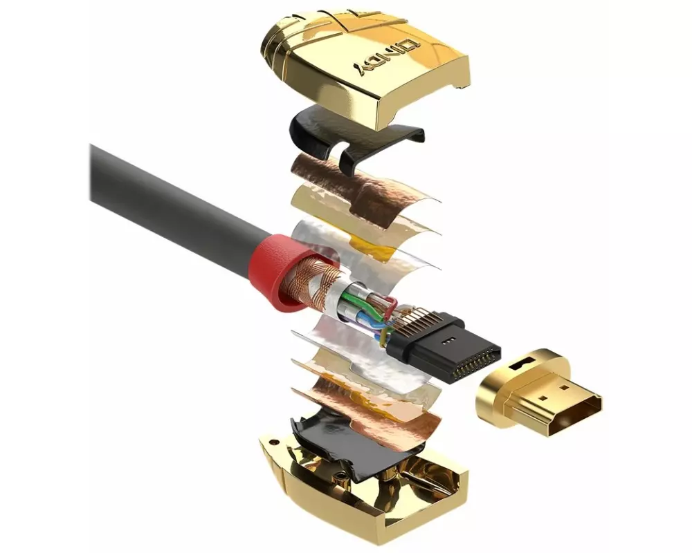 LINDY GOLD Video Cable, HDMI 2.0, HDMI-HDMI M-M, 5m, grey, High Speed