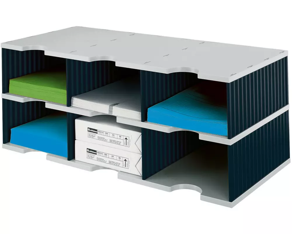 Styro Dokumentenablage styrodoc trio Jumbo Schwarz, 6 Fächer