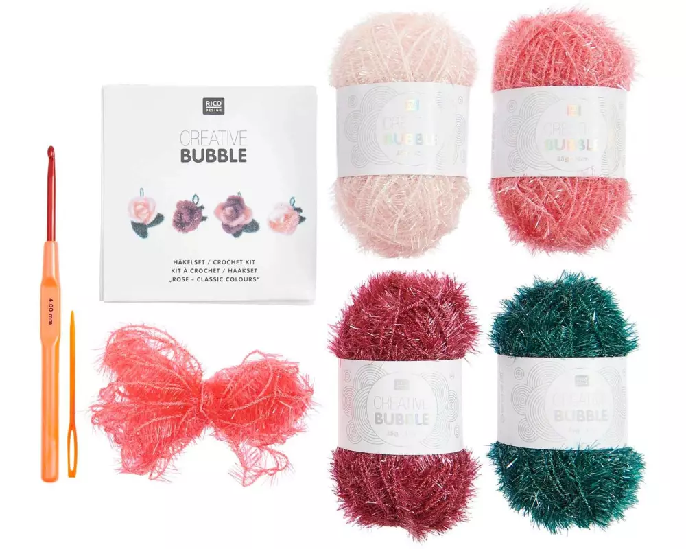 Rico Design Häkelset Bubble 6-teilig, Rose