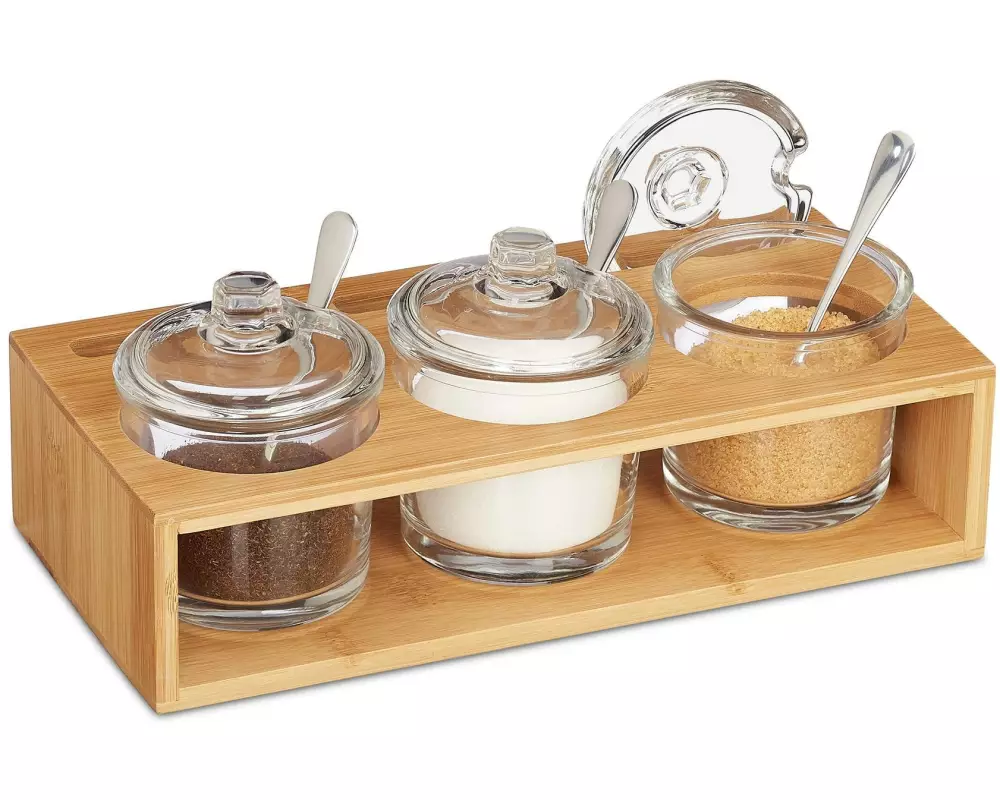 relaxdays Zuckerdose 3 Stück, Braun