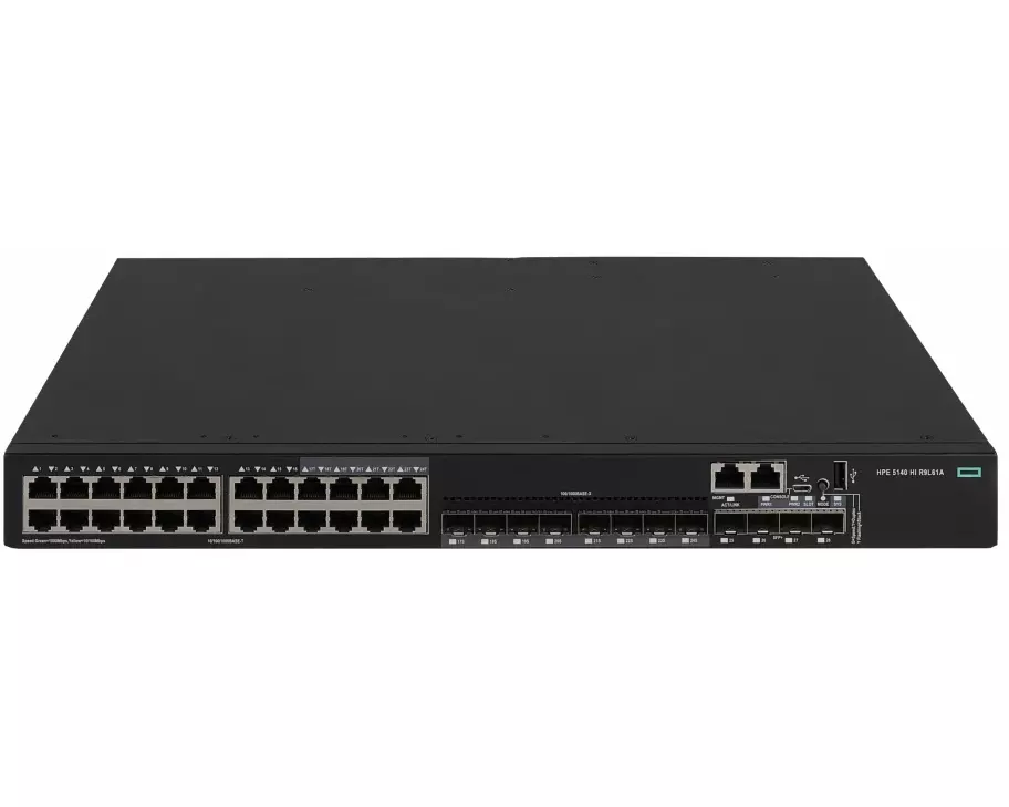 HPE FlexNetwork 5140 HI Switch, 24G, 4 SFP+ Ports, 1 Slot, without PSU