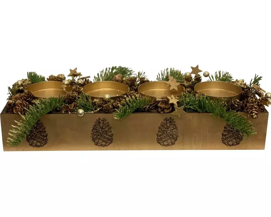 Dameco Adventskerzen Halter aus Holz 42 cm