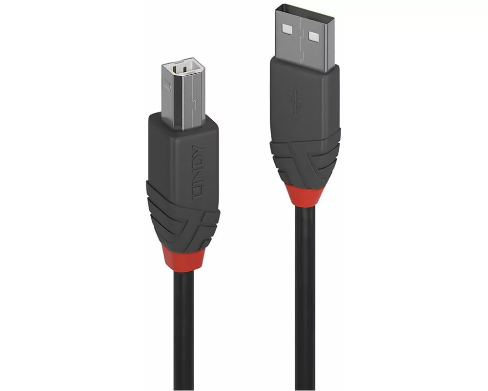 LINDY Anthra Line USB Cable, USB 2.0, USB/A-USB/B M-M, 2m