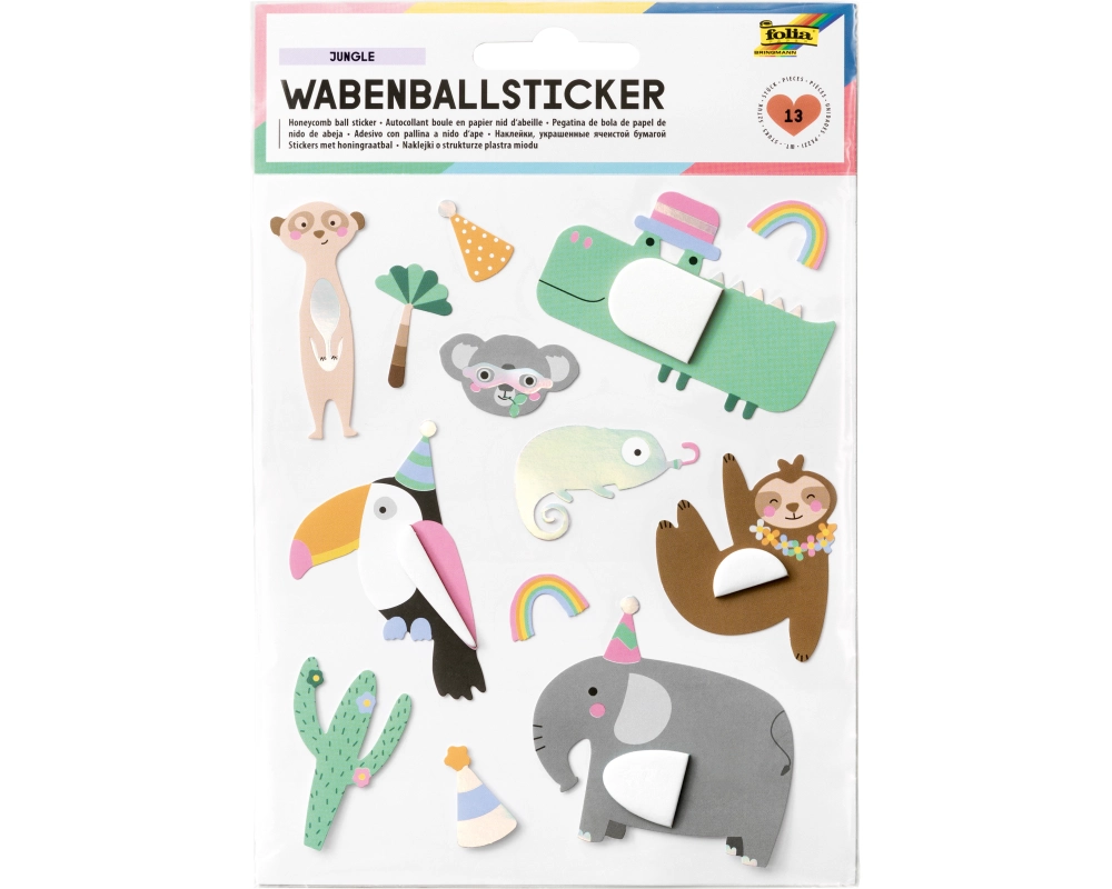 FOLIA Wabenball Sticker Jungle 18401 13 Stück