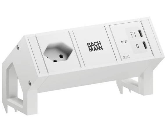 Bachmann Tischsteckdosenleiste DESK2 1xT13 1xUSB C/C 45W 0.2m weiss