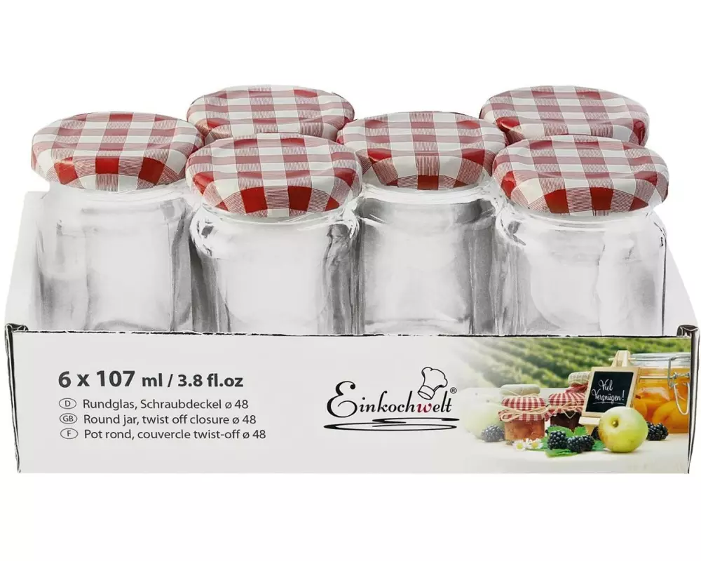 Einkochwelt Einmachglas 6 Stück, 107 ml, Ø 48 mm