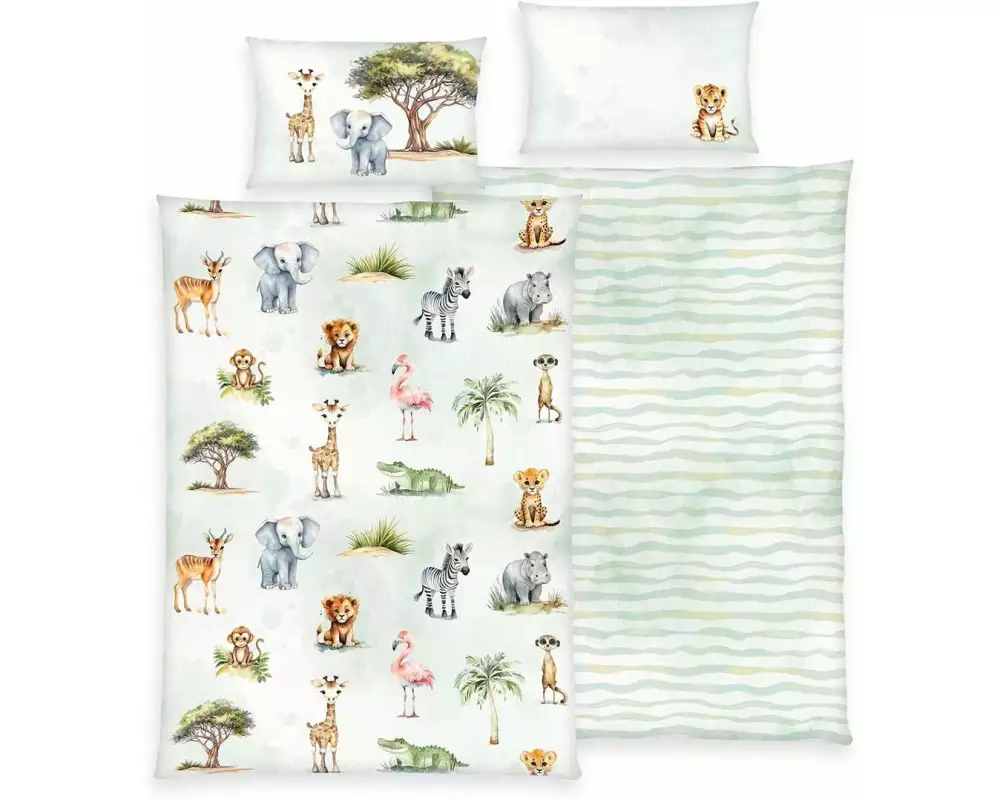 Herding Kinderbettwäsche Safari 100 x 135 cm + 40 x 60 cm