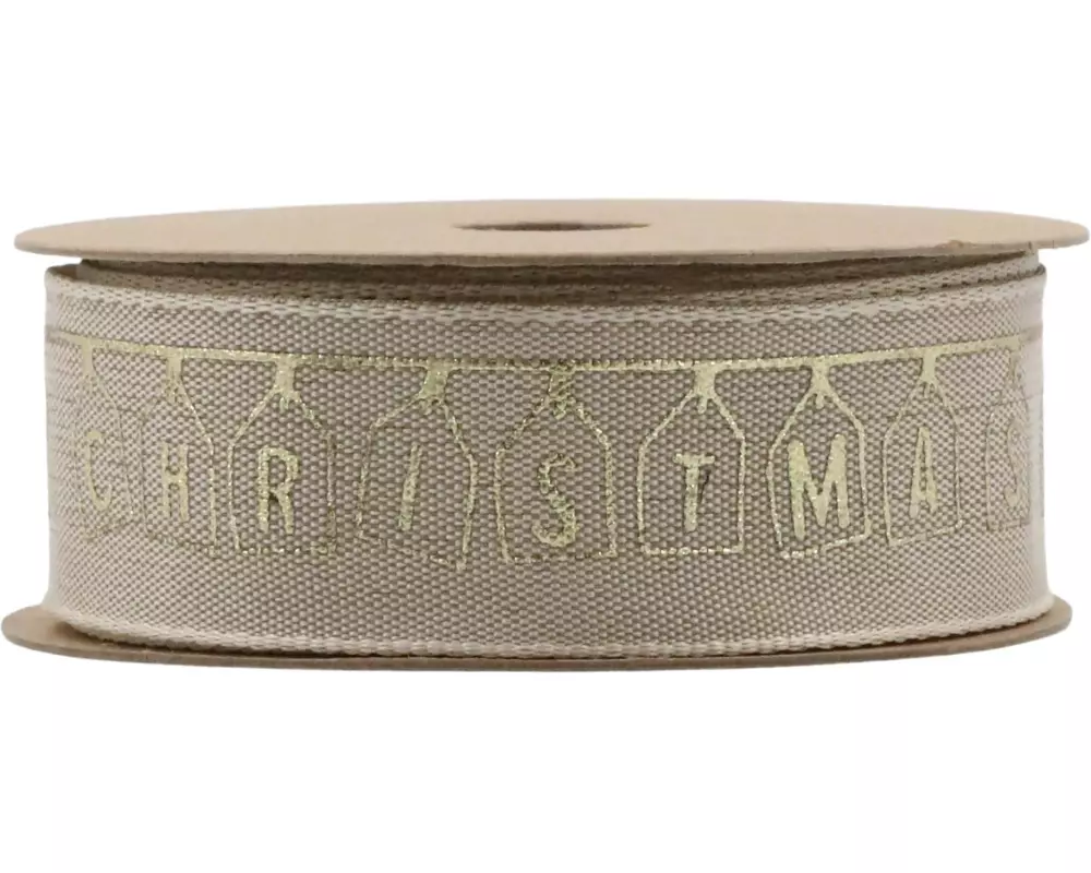 Chic Antique Geschenkband Merry Christmas 5 m, Beige