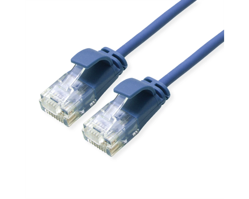 ROLINE UTP DataCenter Patchkabel Cat.6A (Class EA), LSOH, slim, blau, 0,15 m