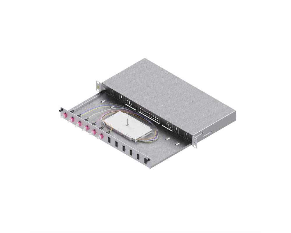 EasyLan LWL-Spleißbox Grade C 19-Zoll 1HE, 12 Ports, 6x LC-Duplex, OM4