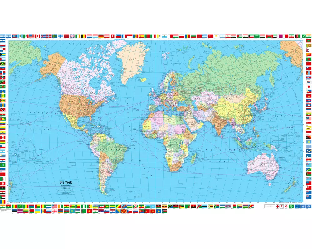 KÜMMERLY+FREY Plano-Weltkarte 87,5x51cm 325994033 politisch 1:50 Mio.