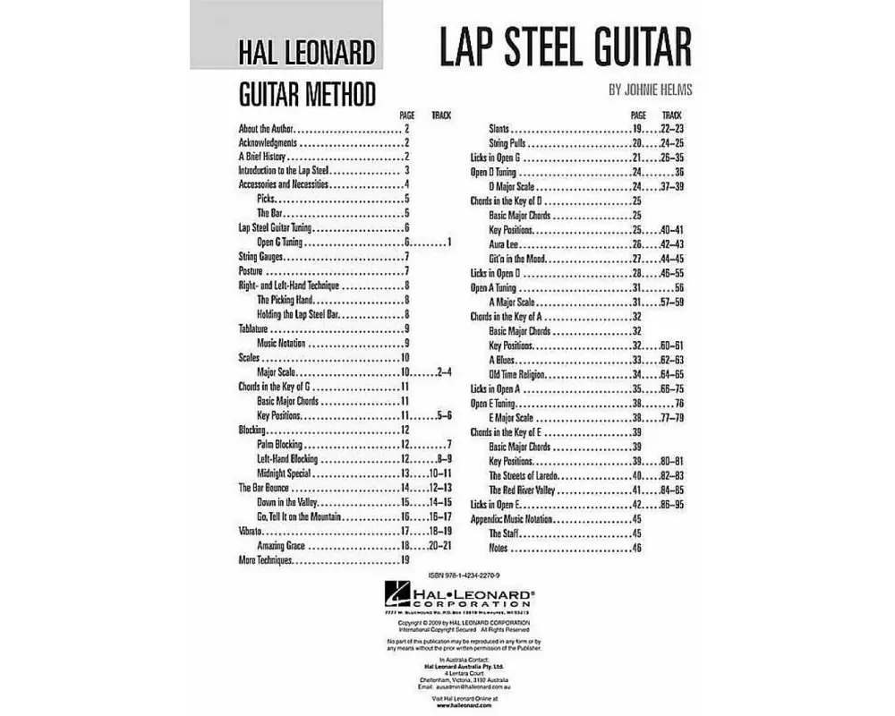 Hal Leonard Lap Steel Guitar Method Beginner's Guide - Learn Chords, Scales and Techniques - Includes Online Audio with 95 Tracks
