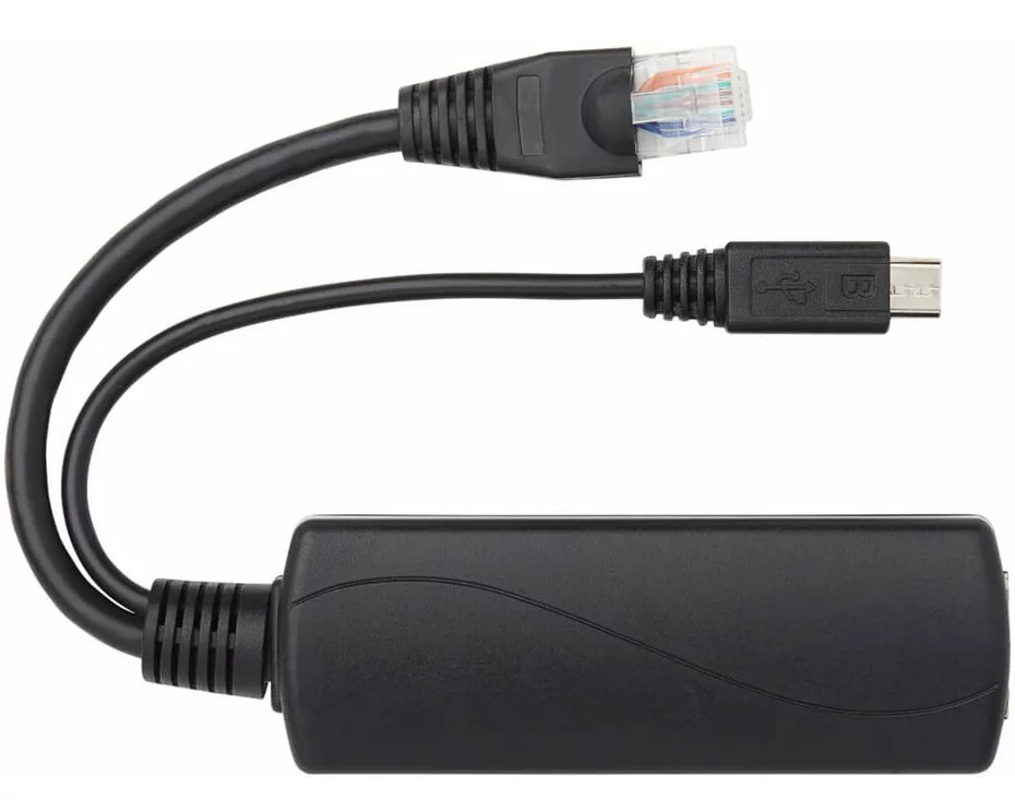 EATON TRIPPLITE PoE, to, USB, Micro-B, and, RJ45, Active, Splitter, 802.af, 48V, to, 5V, 1A, Up, to, 100m, 328.08ft.