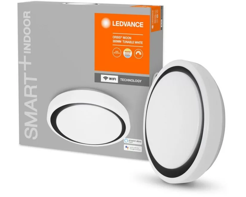 Ledvance Deckenleuchte SMART+ Orbis Moon, 24 W, Ø 38 cm, Schwarz