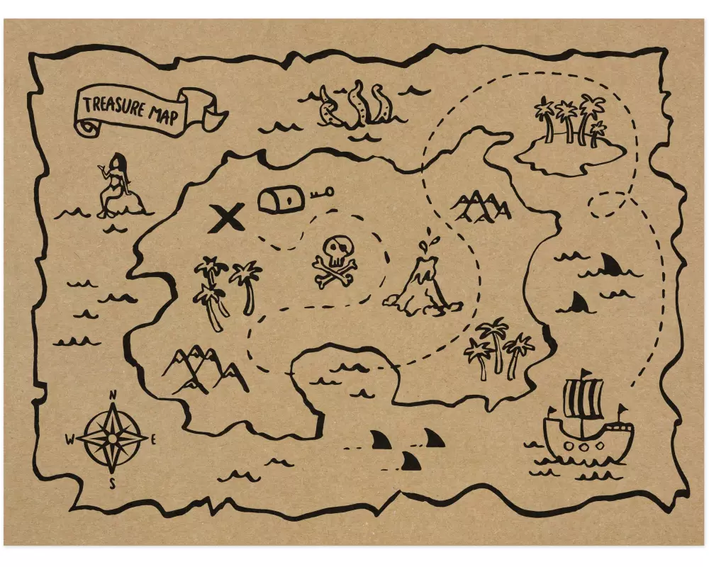 Partydeco Tischset Piraten 40 x 30 cm, 30 Stück, Braun