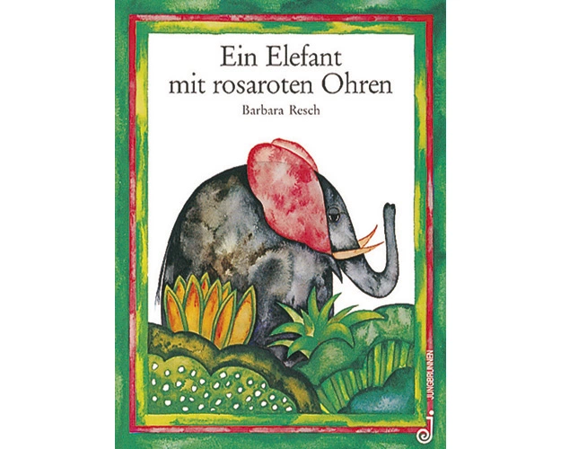 Ein Elefant mit rosaroten Ohren
