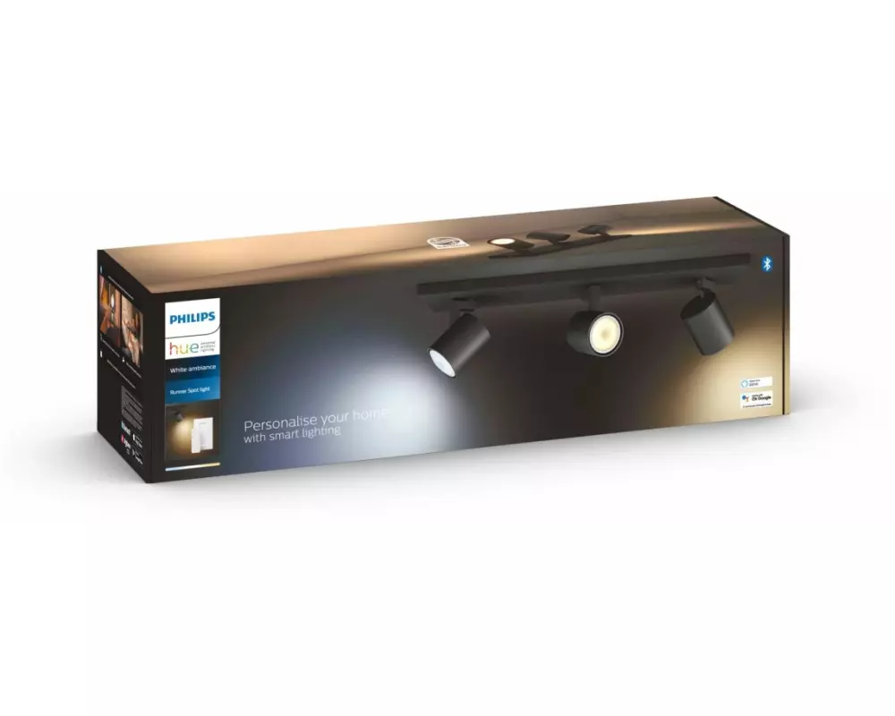 Philips Hue Aufbauspot White Ambiance, Runner, 3 x GU10, Schwarz