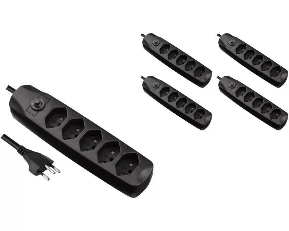 FURBER.power Steckdosenleiste mit Überlastschutz 5x T13, 5 Stück