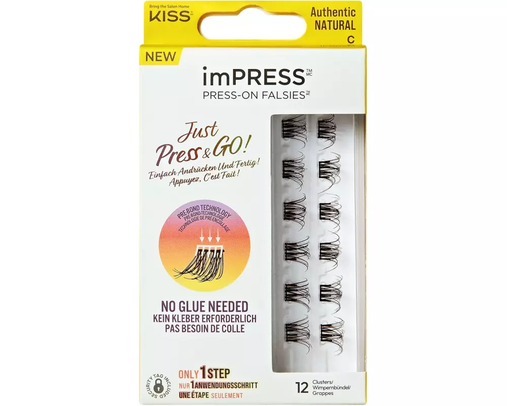 Kiss ImPRESS Press-on False Lashes Authentic Natural Schwarz