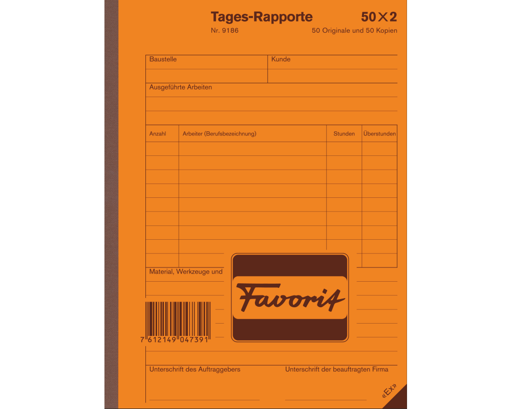 FAVORIT Tages-Rapport D A5 9186 weiss/weiss 50x2 Blatt