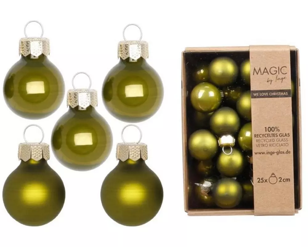 INGES CHRISTMAS DECOR Weihnachtskugel Green Olives 25 Stück, Olivgrün
