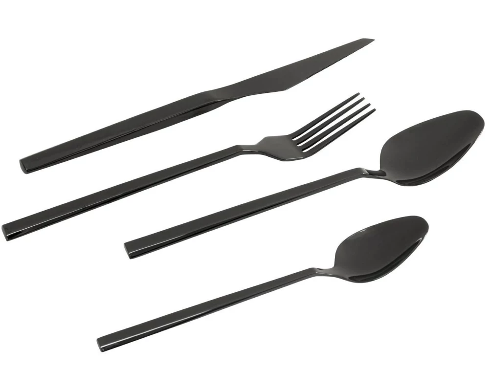 Kare Besteck-Set Adella, 16-teilig, Shiny Schwarz