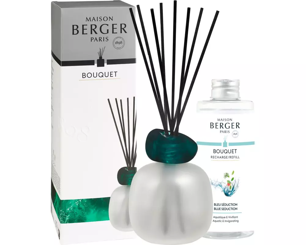 Maison Berger Duftstäbchen Minéral + 180 ml Bleu Séduction, Frost/Smaragd