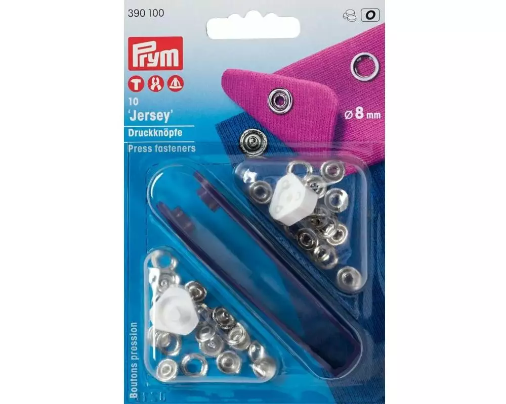 Prym Druckknöpfe Jersey Silber, 8 mm, 10 Stück