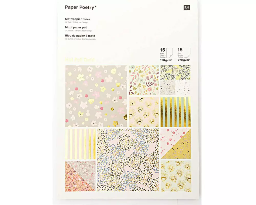 Rico Design Motivblock Paper Poetry Bouquet Sauvage 30 Blatt